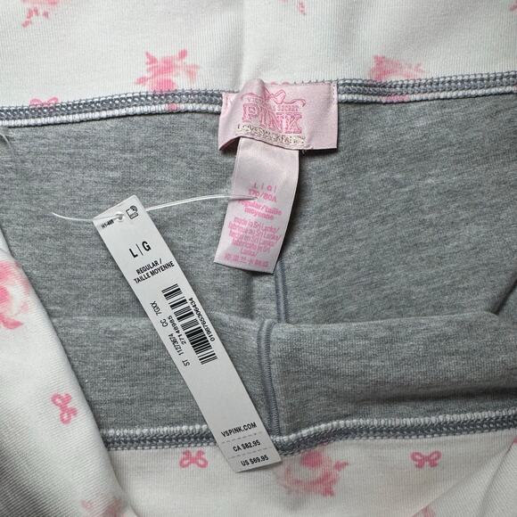 PINK x LoveShackFancy Cotton Foldover Flare Leggings Size Large NWT - Picture 2 of 3